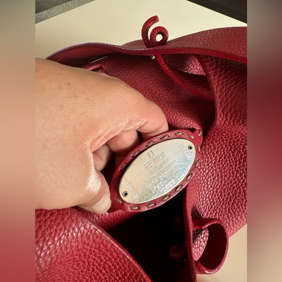 FENDI Rare Authentic Vintage Selleria Red Stitch Leather Bag Shoulder - Picture 13 of 15